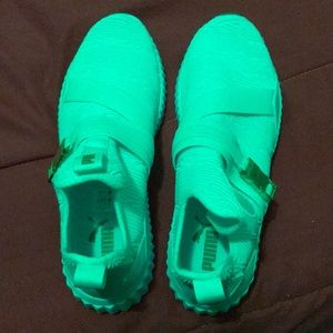 White and Gold Puma Workout Shoes